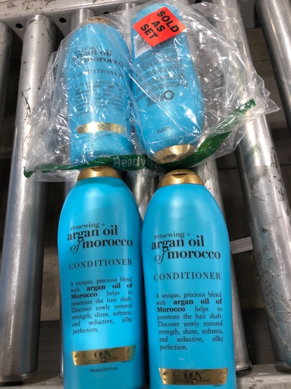 Photo 2 of OGX Renewing + Argan Oil of Morocco Hydrating Hair Conditioner, Cold-Pressed Argan Oil to Help Moisturize, Soften & Strengthen Hair, Paraben-Free with Sulfate-Free Surfactants, 25.4 fl oz(Pack of 4)
