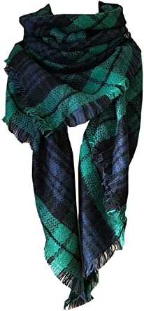 Photo 1 of Wander Agio Womens Warm Long Shawl Winter Wraps Large Scarves Knit Cashmere Feel Plaid Triangle Scarf
