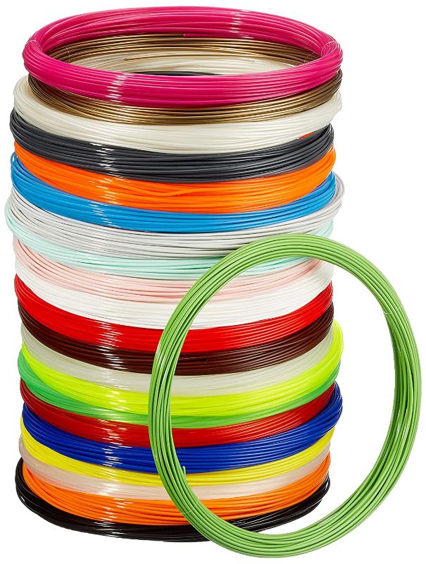 Photo 1 of Amazon Basics PLA 3D Printer Filament, 1.75mm, 22 Assorted Colors, 1.25 kg
