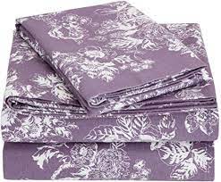 Photo 1 of Brand – Pinzon Cotton Flannel Bed Sheet Set - California King Floral Lavender
