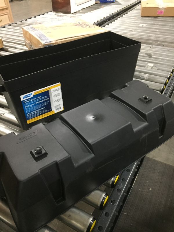 Photo 2 of Camco Heavy-Duty Double Battery Box with Straps and Hardware| Safely Holds (2) 6V Group GC2 Batteries or (2) 12V Group 24:24M Batteries | Constructed of Durable, Anti-Corrosion Material (55375)
