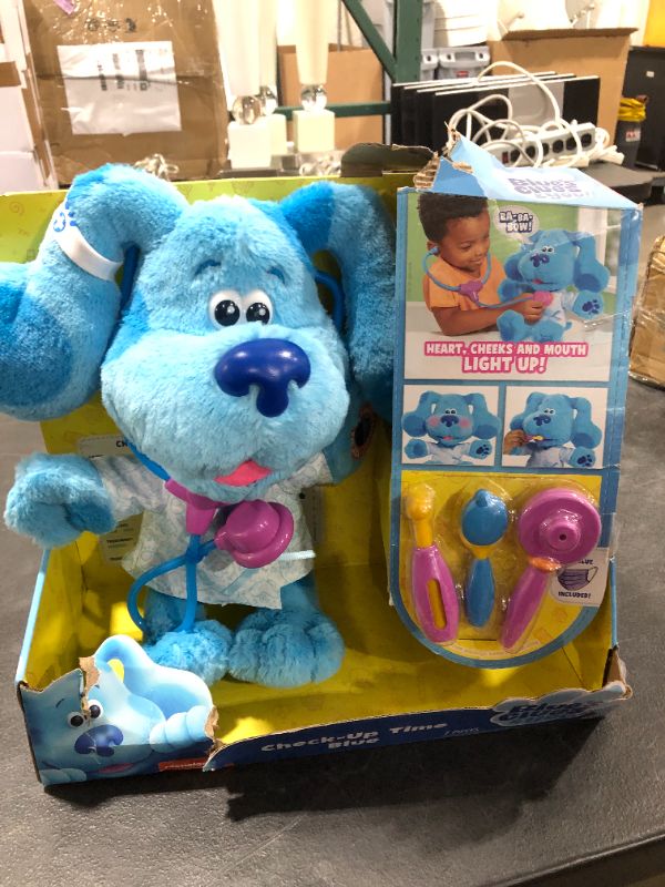 Photo 2 of Blue's Clues & You! Check-Up Time Blue Lights and Sounds Interactive 13-Inch Plush, 7-Piece Pretend Play Doctor Set, by Just Play
