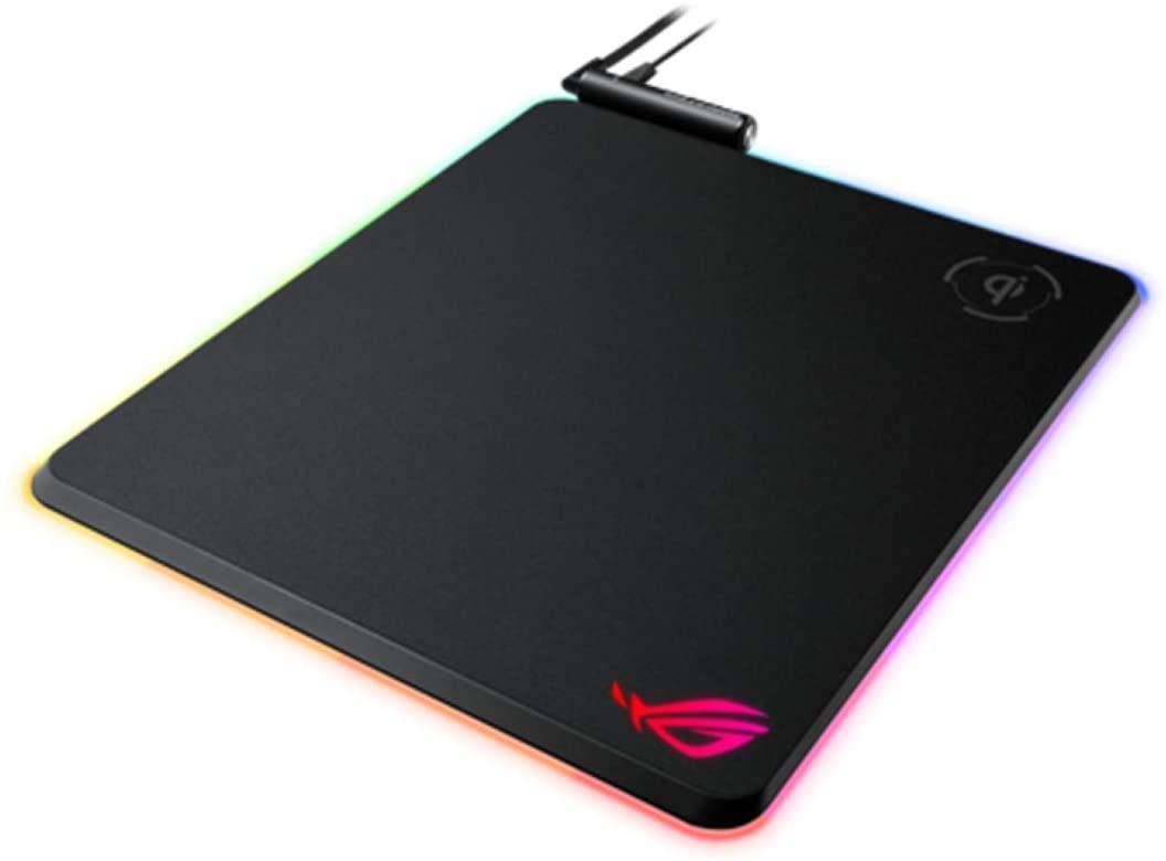 Photo 1 of ASUS ROG Balteus Qi Vertical Gaming Mouse Pad with Wireless Qi Charging Zone, Hard Micro-Textured Gaming Surface, USB Pass-Through, Aura Sync RGB Lighting and Non-Slip Base (12.6” X 14.6”)
