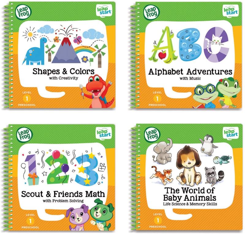 Photo 1 of LeapFrog LeapStart Preschool 4-in-1 Activity Book Bundle with ABC, Shapes & Colors, Math, Animals
