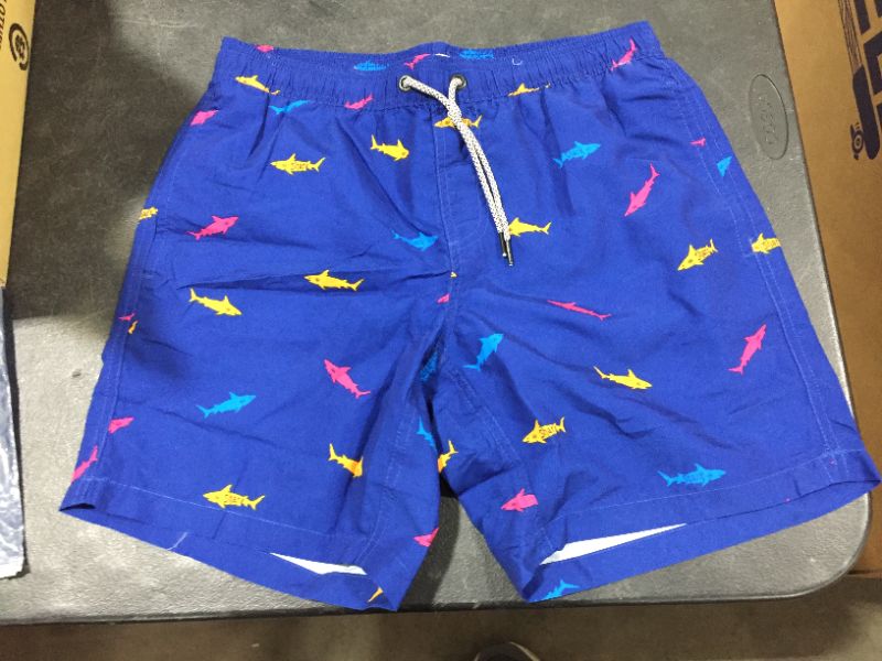 Photo 2 of MENS 7 INCH BLUE SHARK SWIM TRUNKS
