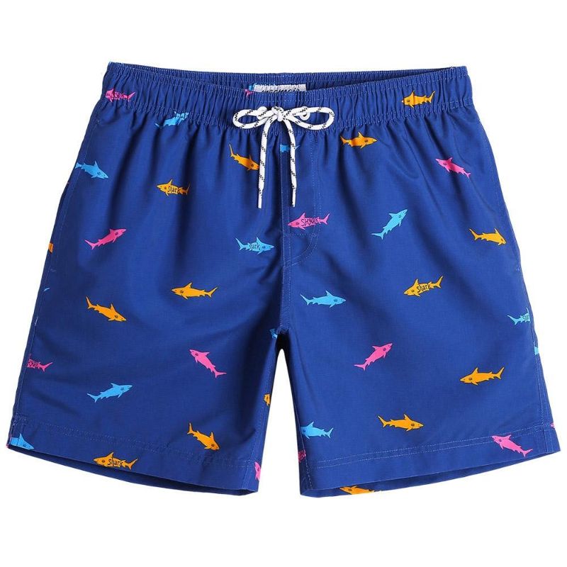 Photo 1 of MENS 7 INCH BLUE SHARK SWIM TRUNKS
