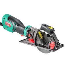 Photo 1 of 6.2 Amp 4-1/2 in. Electric Mini Circular Saw with 6 Blades Max Cutting 1-11/16 in. D 90°, Rubber Handle
