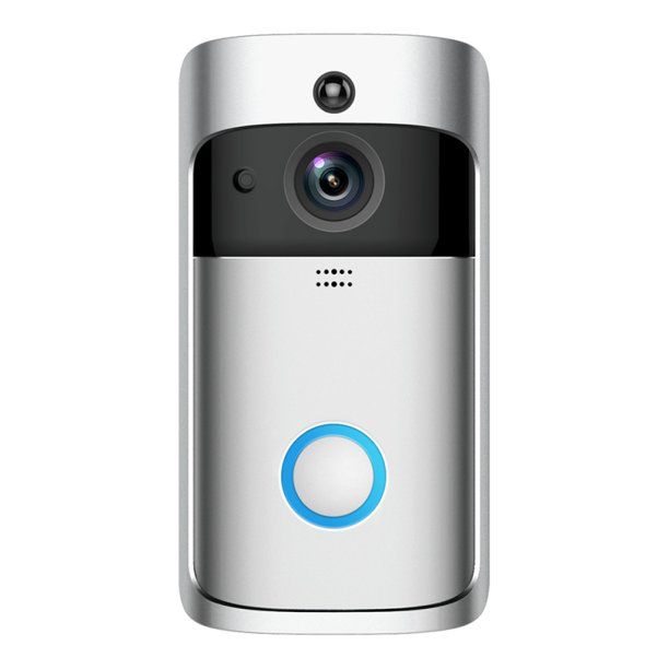 Photo 1 of V5 Video Doorbell Camera , 2.4G Wi-Fi Connection, Wide Angle, Night Vision, Real-Time Notification,3 Batteries(Silver)
