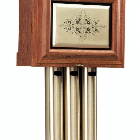 Photo 1 of Broan NuTone Chime Walnut Finish Real Wood Brass Insert 3 Brass Finish Tubes (LA305WL)
