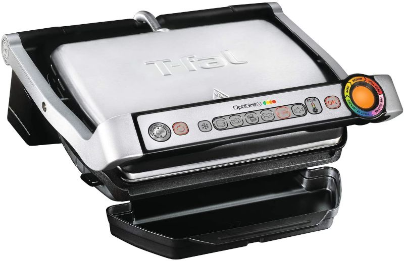 Photo 1 of T-fal GC7 Opti-Grill Indoor Electric Grill, 4-Servings, Automatic Sensor Cooking, Silver