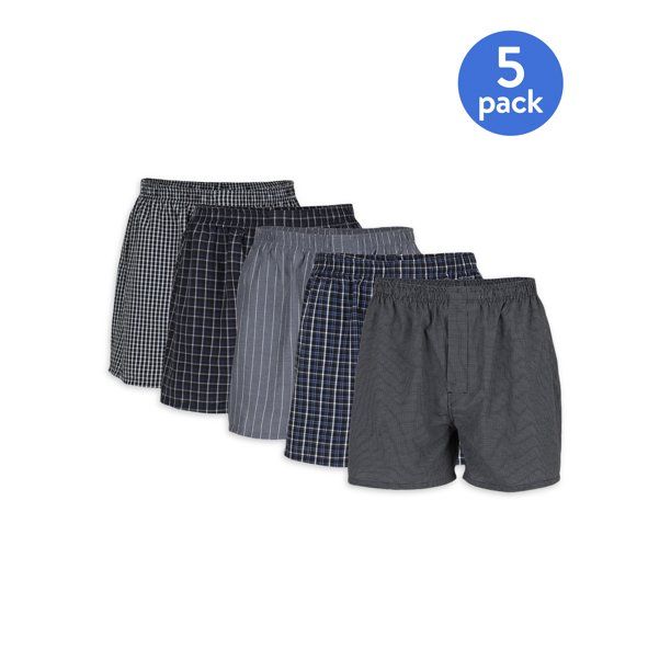 Photo 1 of Gildan Adult Men's Woven Boxer Underwear, 5-Pack, Size Med