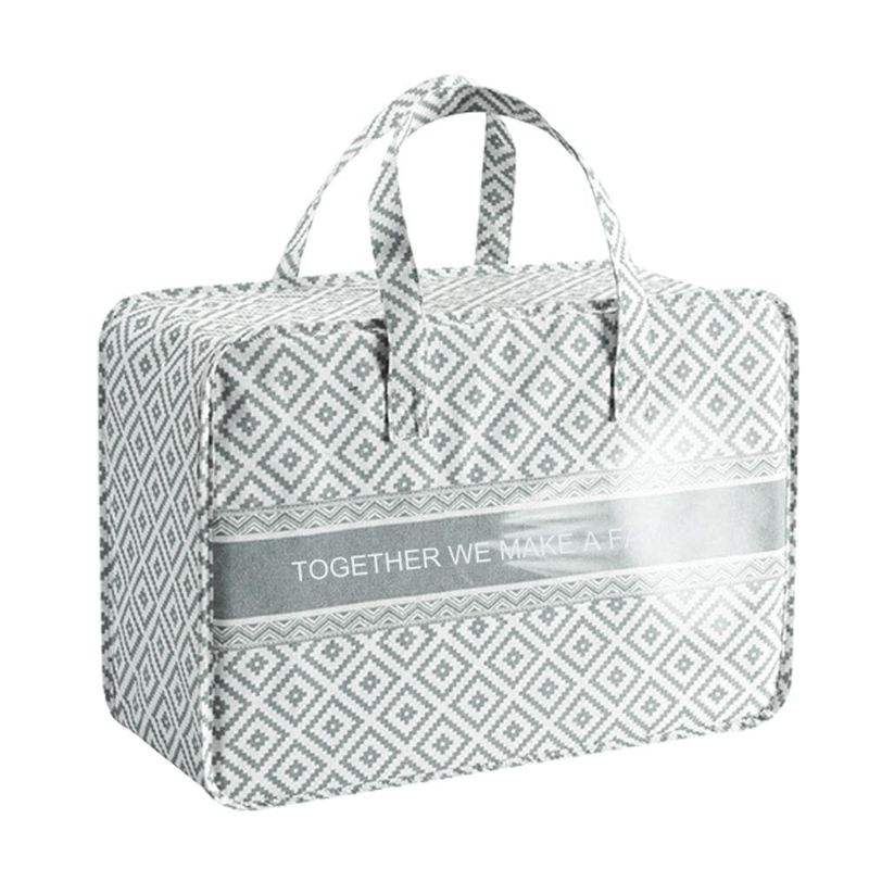 Photo 1 of Clastyle 84L Large Collapsible Clothes Storage Bag Grey Rectangular Cotton Linen Storage Organizer for Bedding
