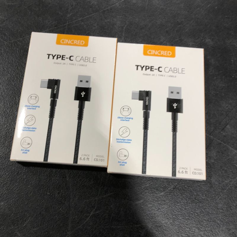 Photo 2 of [Updated 2022 Version] CINCRED USB Type C Cable 3A Fast Charging, (2 Pack 6.6ft) USB to USB-C Charge Braided Cord Compatible with Samsung Galaxy S10 S10E S9 S8 S20 Plus,Note 10 9 8, Type C Charger
2 Pack