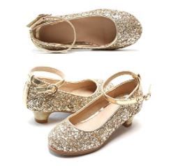 Photo 1 of 50 Pack Felix & Flora Girls Mary Jane Glitter Shoes Low Heel Princess Flower Wedding Party Dress Pump Shoes for Kids Toddler (Size 5M)