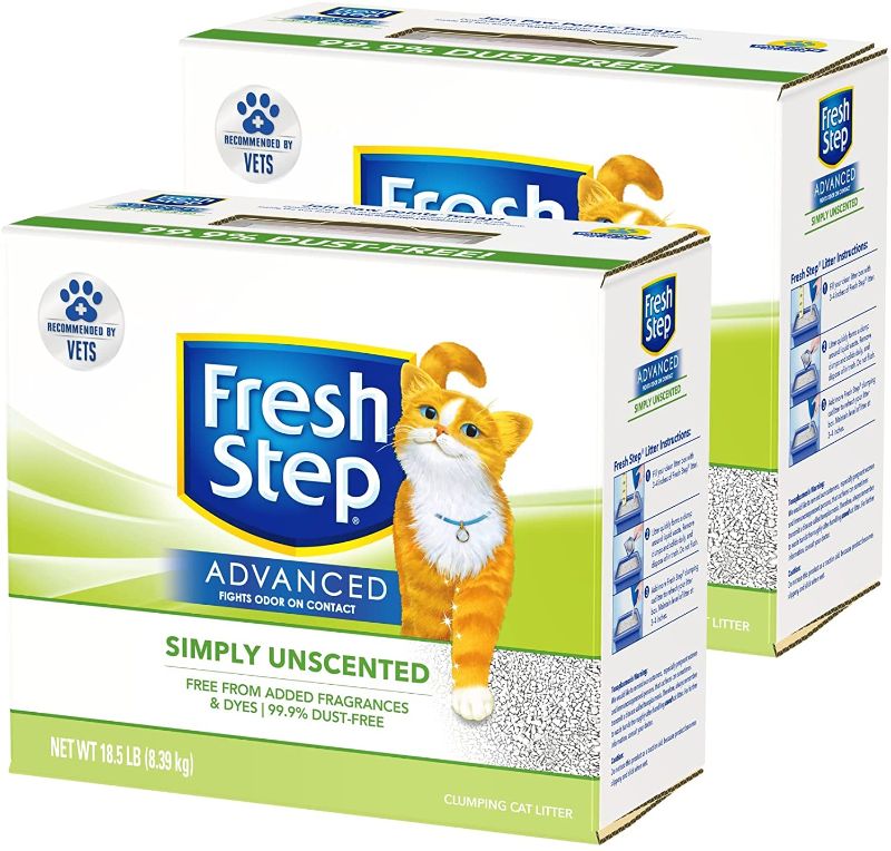 Photo 1 of Fresh Step Advanced Simply Unscented Clumping Clay Cat Litter, 18.5-lb box, 2pk