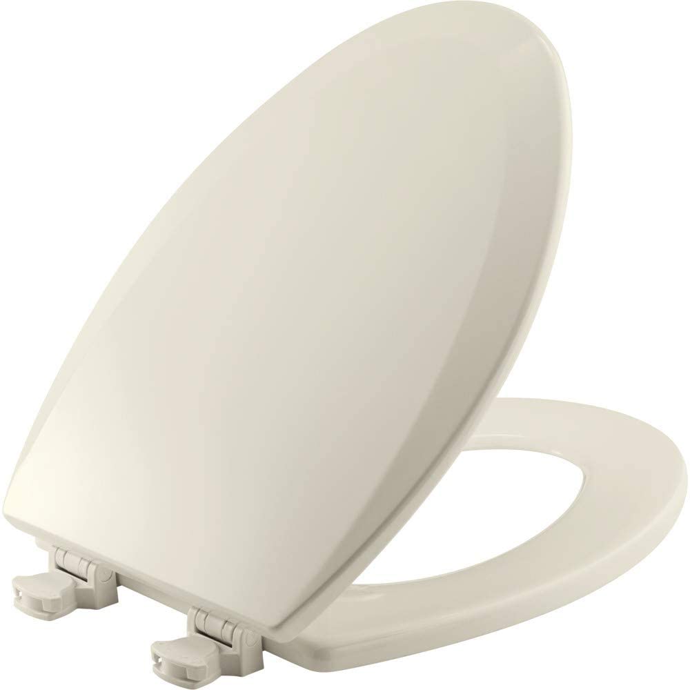 Photo 1 of BEMIS 1500EC 346 Toilet Seat with Easy Clean & Change Hinges, ELONGATED, Durable Enameled Wood, Biscuit/Linen