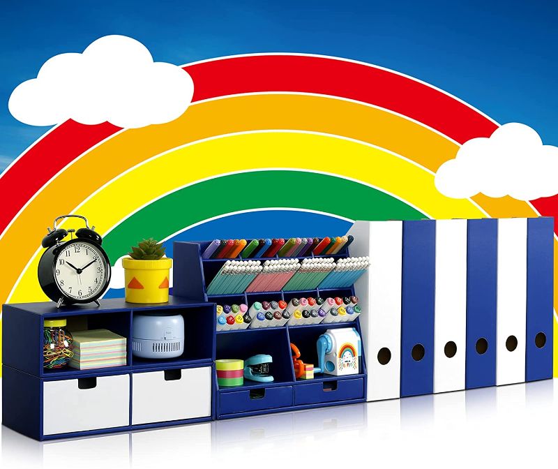 Photo 1 of Desk Organizer Set with 6 Magazine File Holder Organizer 4 Drawers & 16 Compartments 