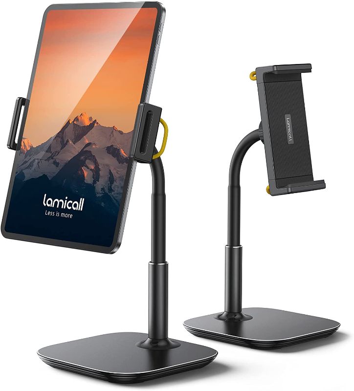 Photo 1 of Tablet Stand Holder, Gooseneck Tablet Mount 360 Degree Rotating Adjustable Desktop Stand for 4.7"-12.9" iPhone, iPad Air Mini Pro 10.2/9.7, Kindle, Nexus, Tab, Galaxy, eBook Reader - Black
