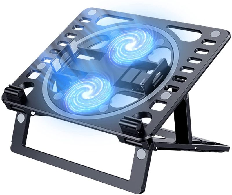 Photo 1 of Laptop Stand Ergonomic Adjustable to Elevate Laptop Computer Stand Light Weight Holder with Cooling Fan