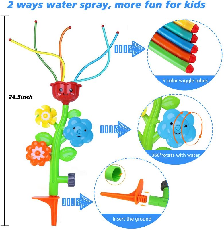 Photo 2 of Sprinkler for Kids Flower Splash Spray Outdoor Water Toys Lawn Garden Yard Backyard Spinning Sprinklers Outside Toddlers Kids Toys