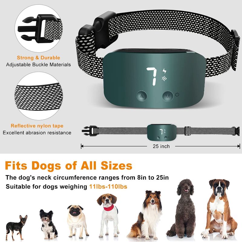 Photo 1 of NBJU Bark Collar for Dogs,Rechargeable Anti Barking Training Collar with 7 Adjustable Sensitivity and Intensity Beep Vibration for Small Medium Large Dogs (Blackish Green)