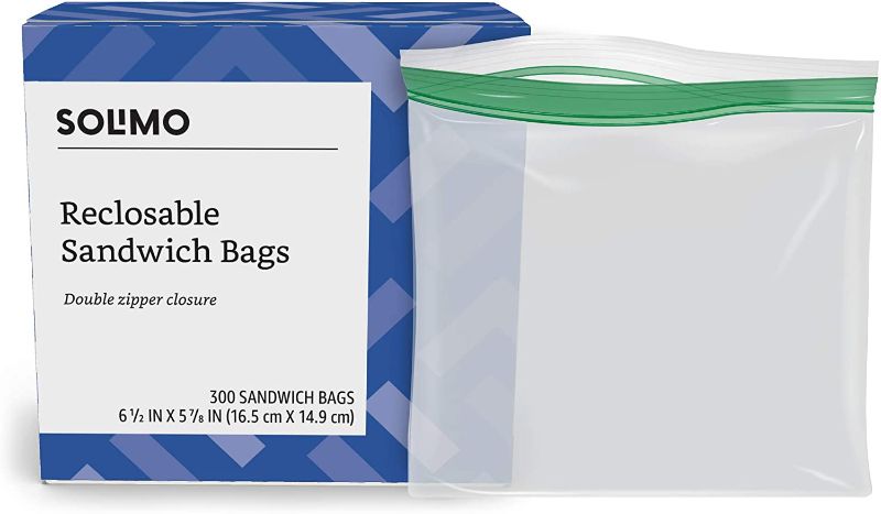 Photo 1 of Amazon Brand - Solimo Sandwich Storage Bags, 300 Count
