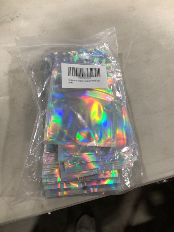 Photo 3 of 100 Pieces Mylar Holographic Resealable Bags - 4 x 6" Smell Proof Bags, Foil Pouch Ziplock Bags for Party Favor Food Storage (Holographic Color, 4 x 6 Inch)
