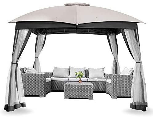 Photo 1 of FAB BASED 10x10 Gazebo for Patio, Double Vent Canopy Gazebo with Netting, Screen Patio Gazebo Heavy Duty (Ash Grey)
