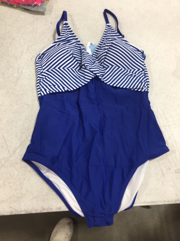 Photo 2 of CUPSHE Blue And Stripe One Piece Swimsuit (M)
