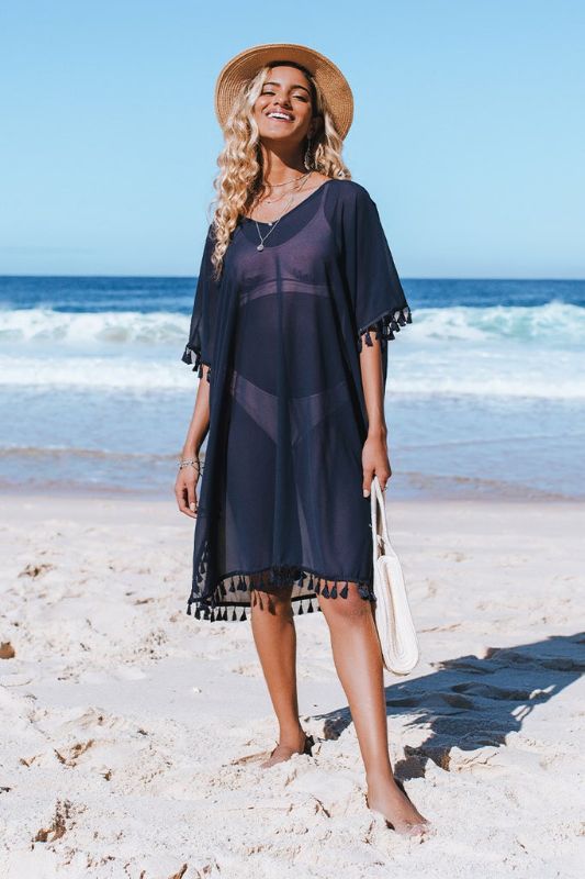 Photo 1 of Cupshe Justice V-neck Tassel Cover Up