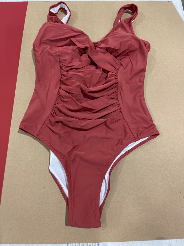 Photo 2 of CUPSHE Shirred Scoop Back One Piece Swimsuit (XL)
