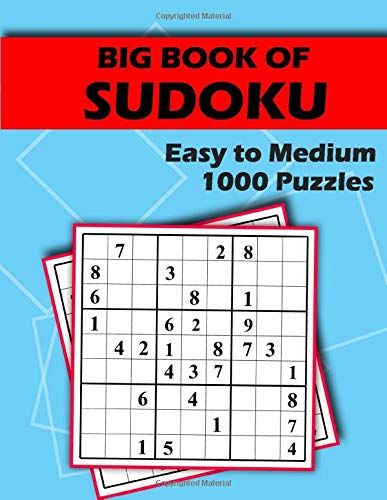 Photo 1 of Big Book of Sudoku - Easy to Medium - 1000 Puzzles: Huge Bargain Collection of 1000 Puzzles and Solutions, Easy to Medium Level, Tons of Challenge and
