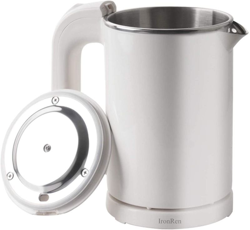 Photo 1 of 0.5L Portable Electric Kettle, Mini Travel Kettle, Stainless Steel Water Kettle - Perfect For Traveling Cooking Noodles, Boiling Water, Eggs, Coffee, Tea(White 110V)
