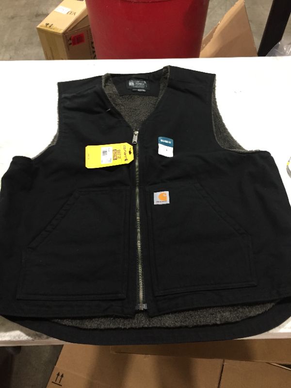 Photo 2 of Carhartt Washed Duck Sherpa-Lined Vest for Men - Black - L
