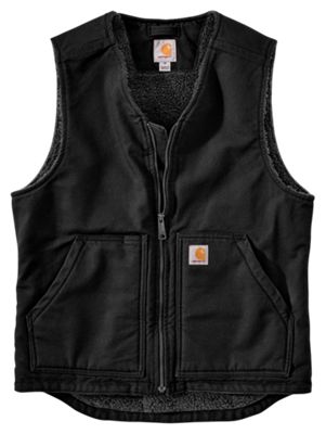 Photo 1 of Carhartt Washed Duck Sherpa-Lined Vest for Men - Black - L
