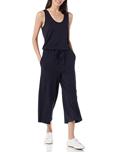 Photo 1 of Daily Ritual Women's Supersoft Terry Sleeveless Wide-Leg Jumpsuit, Navy, Small
