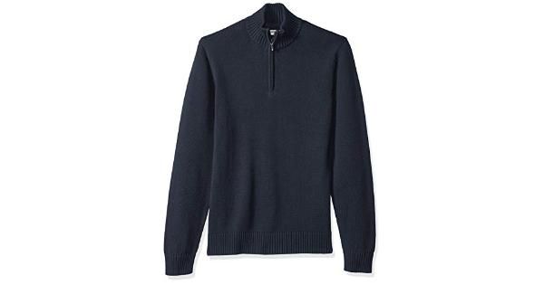 Photo 1 of Goodthreads Men's Soft Cotton Quarter Zip Sweater, Solid Navy, X-Large
