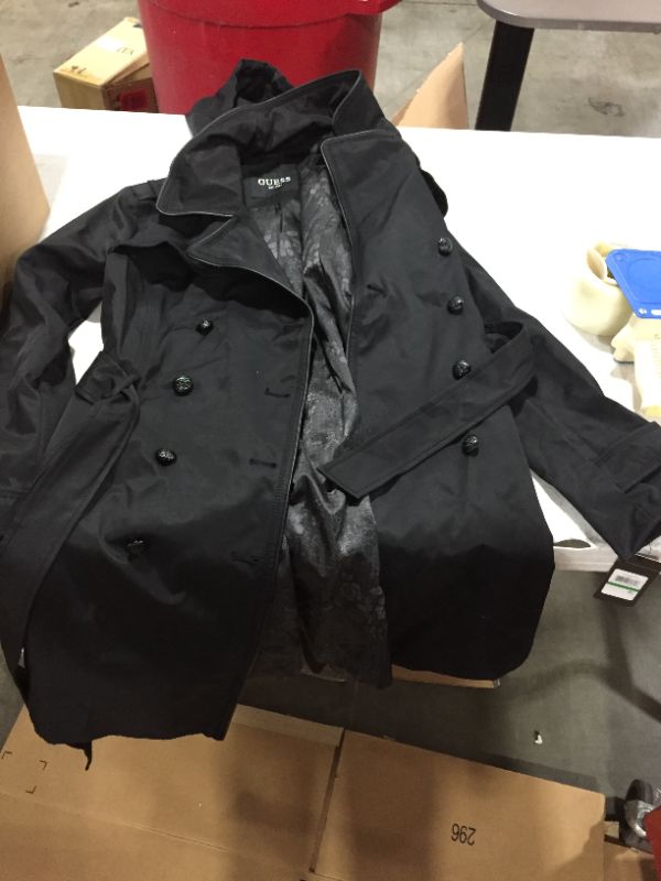 Photo 2 of Size L, GUESS Guess Double Breasted Trench Coat with Contrast Trim
