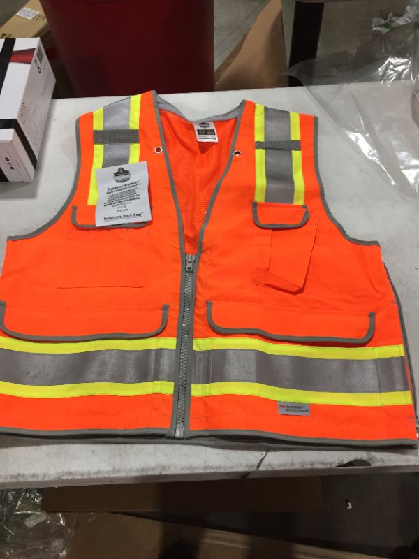 Photo 2 of Ergodyne GloWear Safety Vest, Heavy-Duty Surveyors, Type-R Class 2, Large/X-Large, Orange, 8254HDZ
