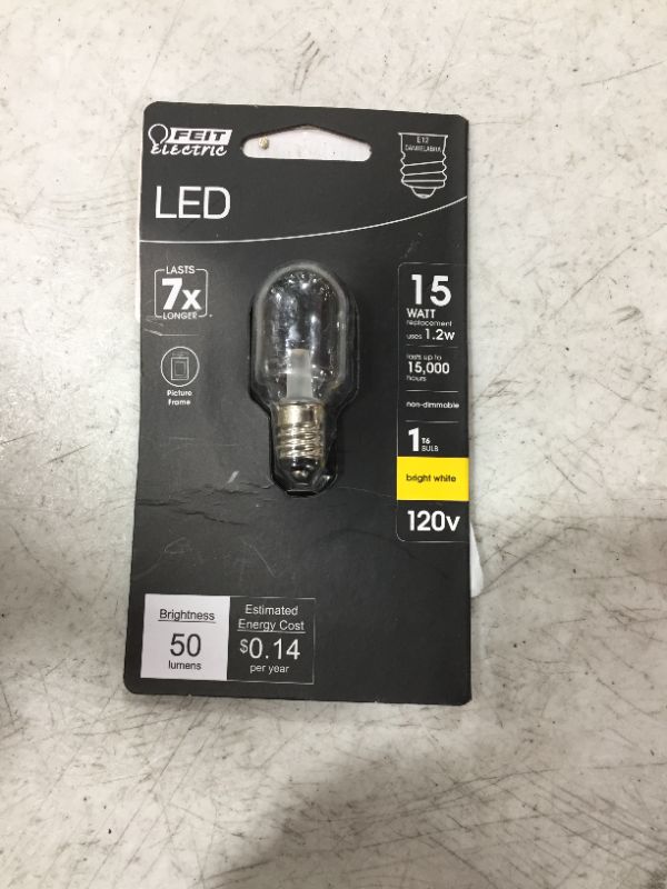 Photo 1 of 15-Watt Equivalent Bright White (3000K) T7 Intermediate E17 Base Appliance LED Light Bulb
