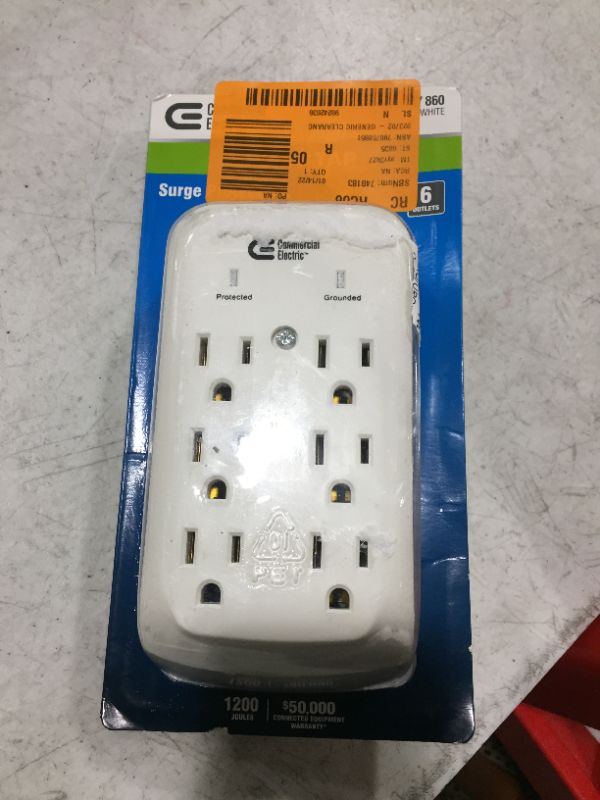 Photo 2 of 6-Outlet Wall Mounted Surge Protector, White
