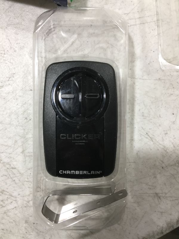 Photo 2 of Chamberlain KLIK5U-BK2 Clicker 2-Button Garage Door Opener Remote with Visor Clip, Black
