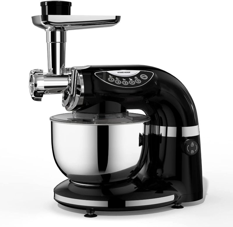 Photo 1 of Aifeel Stand Mixer 800W, 8.5QT Bowl , 7 in 1 Multifunctional Kitchen Mixer with Dough Hook, Whisk, Beater, Meat Grinder,Pasta & Cookie Maker-Black
