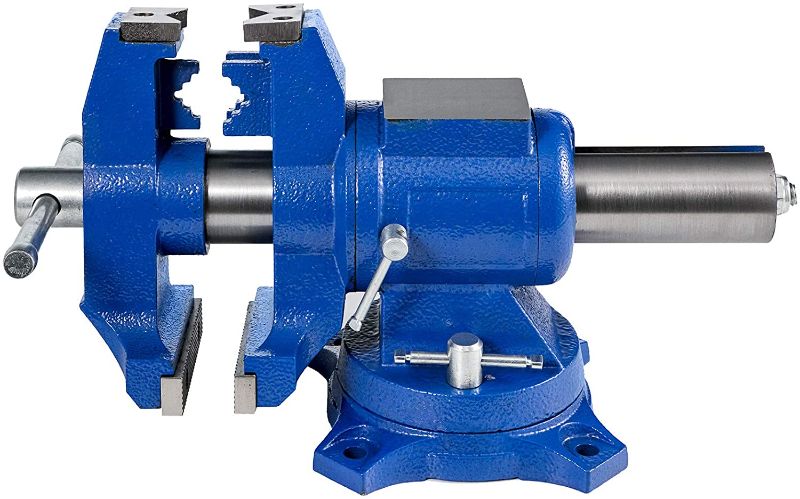 Photo 1 of BestEquip 4" Heavy Duty Bench Vise , Double Swivel Rotating Vise Head/Body Rotates 360° ,Pipe Vise Bench Vices 15Kn Clamping Force,for Clamping Fixing Equipment Home or Industrial Use
