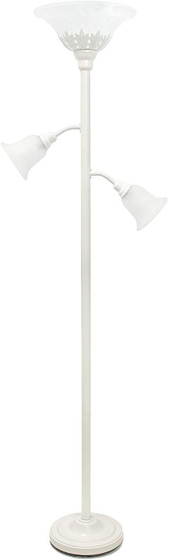 Photo 1 of Elegant Designs LF2002-WHT 3 Light Scalloped Glass Shades Floor Lamp, White/White
