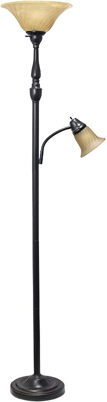 Photo 1 of Elegant Designs LF2003-RBA 2 Light Floor Lamp, Restoration Bronze/Amber
