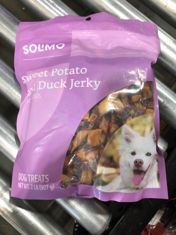 Photo 2 of Amazon Brand - Solimo Jerky Dog Treats, 2 Lb Bag (Chicken, Duck, Sweet Potato Wraps)