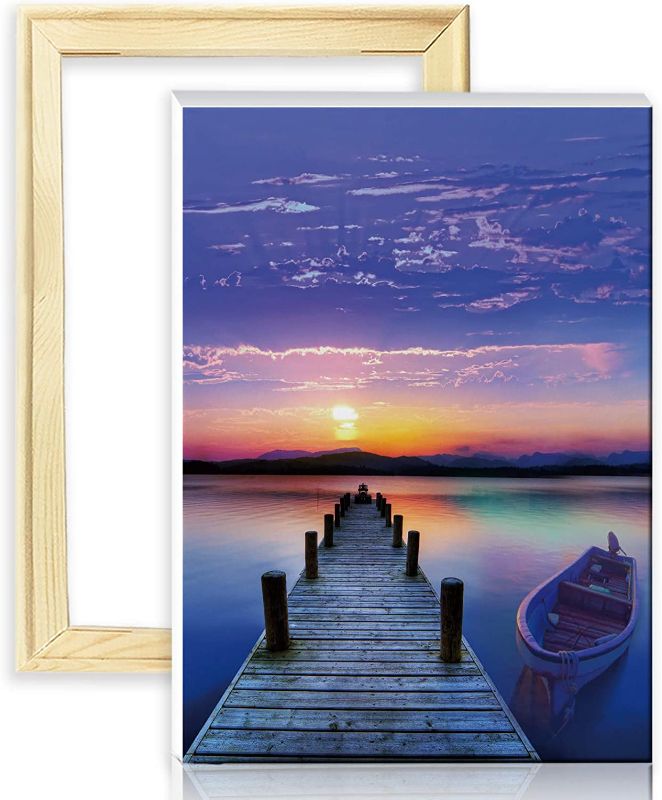 Photo 1 of decalmile DIY 5D Diamond Painting Kits for Adults Full Drill Crystal Rhinestone Embroidery Pictures Cross Stitch Arts Crafts Sunset Bridge Boat ( 12x16 Inch, with Frame )