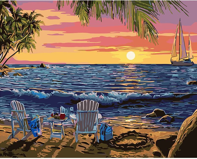 Photo 1 of DIY Paint by Numbers for Adults,"Summertime" Acrylic Painting Kit by Artist Kim Norlien,16 x 20 Inch