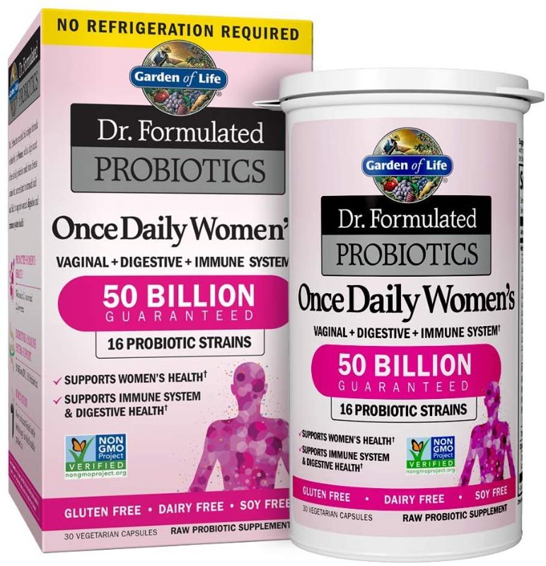 Photo 1 of Garden of Life Dr. Formulated Probiotics for Women, Once Daily Women’s Probiotics 50 Billion CFU Guaranteed and Prebiotic Fiber, Shelf Stable One a Day Probiotic No Gluten Dairy or Soy, 30 Capsules